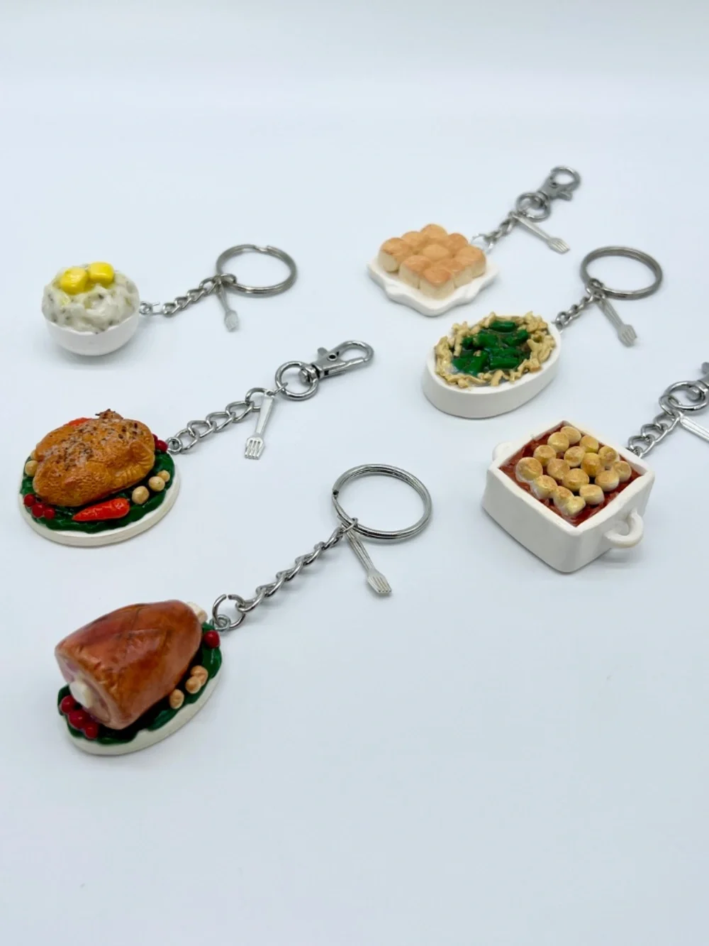Thanksgiving/Christmas Dinner Food Keychain or Bag Clip | Handmade Holiday Food